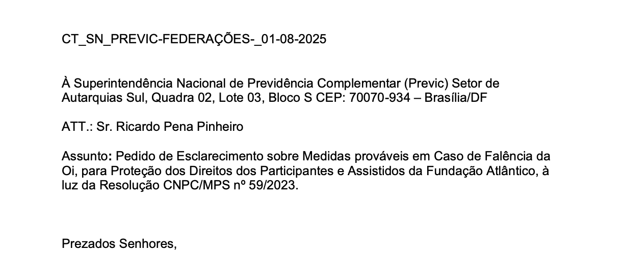 Federações cobram medidas urgentes da Oi, da Fundação Atlântico e da Previc para proteger direitos previdenciários dos trabalhadores